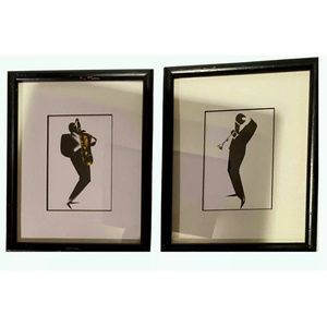 JAZZ PRINTS TRUMPET & SAX Silhouette New Orleans